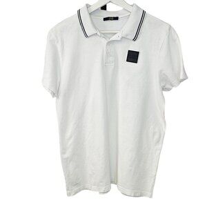 Roberto Cavalli Class Mens Short Sleeve Henley Polo Shirt, White